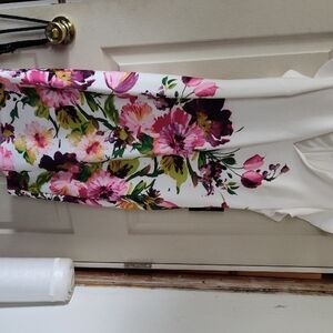 New York & Company Floral Mini Dress - White, Pink, Green